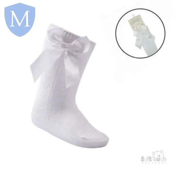 'Adorable' Knee Length Socks With Satin Bow (S141) (Baby Socks) Mansuri