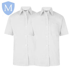 Plain Girls Full/Short Sleeved Blouse - White/Blue (Twin-Pack) (POA) Mansuri