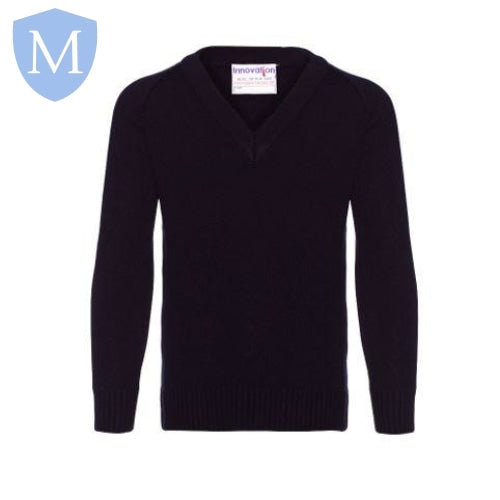 Plain Knitted V-neck Jumpers Black (poa) School Uniform from the
