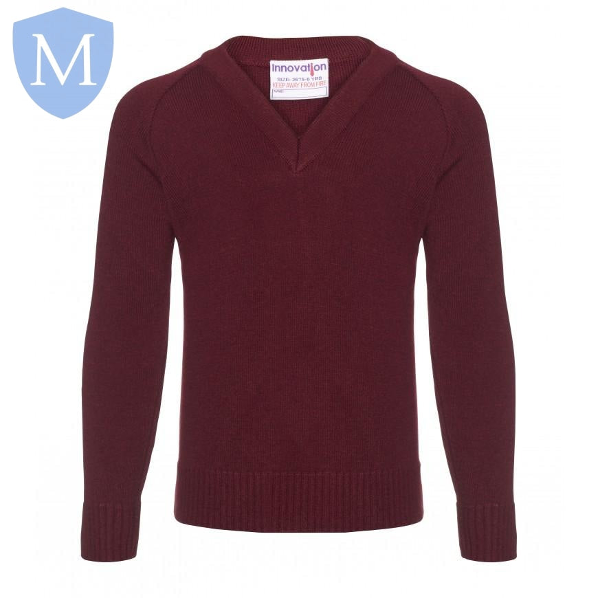 HOT School Jumper V Neck Burgundy Jumper Plain Knitted V-neck