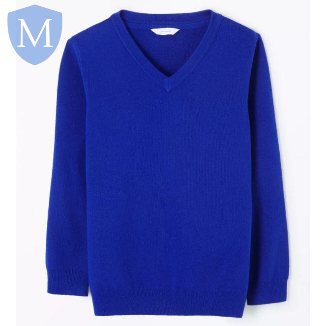 Plain Knitted V-neck Jumpers Royal Blue School Uniform from the