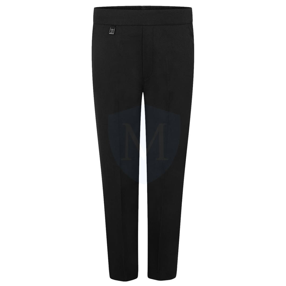 Plain Boys Half Elastic Pull Up Trouser Black