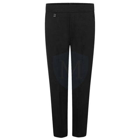 Plain Boys Half Elastic Pull Up Trouser Black