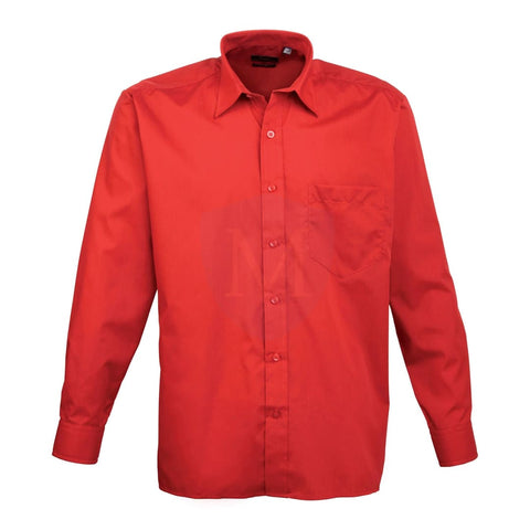 Pro Workwear Long Sleeved Poplin Shirt (pr200) Red / 14.5’’ 34’’