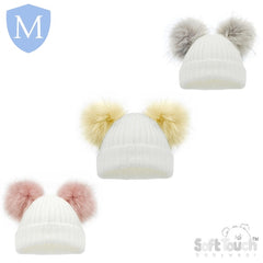 2 Tone White Ribbed Winter Hat (H506/2) (Baby Hat) Mansuri