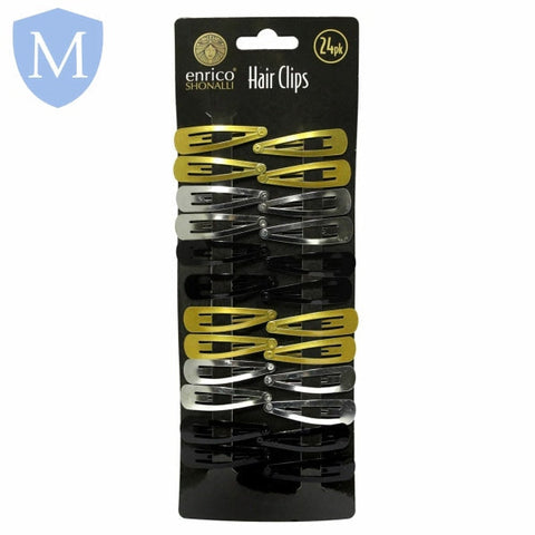 24 Pack Hair Clips - Black/Silver/Gold (Hair Accessory) Mansuri