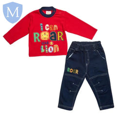 2pc Boys Denim Trouser Set - Lion Roar (50JTC8482) (Baby Boys Fashionwear) Mansuri