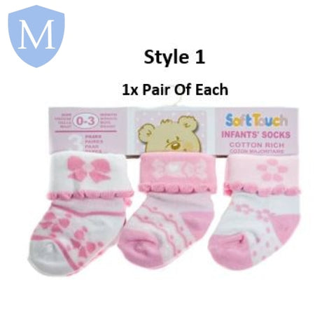 3 Pair Pack Cotton Rich Girls Socks (S67) (Baby Socks) Mansuri