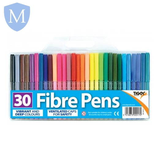 30 Fibre Tip Pens (Felt Tips) (Stationery Essential) Mansuri