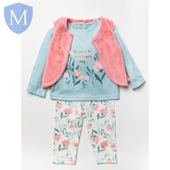 3pc Baby Girls Gilet Set - Happy/Floral (A24376) (Baby Girls Fashionwear) Mansuri