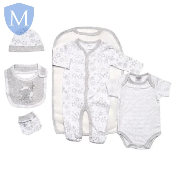 5 pc Unisex Cotton layette set - Elephant (45JTC9384) (Baby Unisex Gift Set) Mansuri