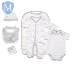 5 pc Unisex Cotton layette set - Elephant (45JTC9384) (Baby Unisex Gift Set) Mansuri