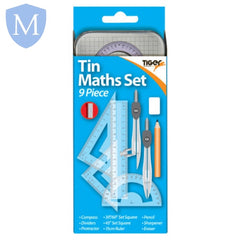 9 Piece Essential Maths Set In Tin (Stationery Essential) Mansuri