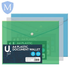 A4 Plastic Document Wallet 3 Pack (Stationery Essential) Mansuri