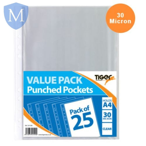 A4 Value Punched Pockets - Pack Of 25 (Stationery Essential) Mansuri