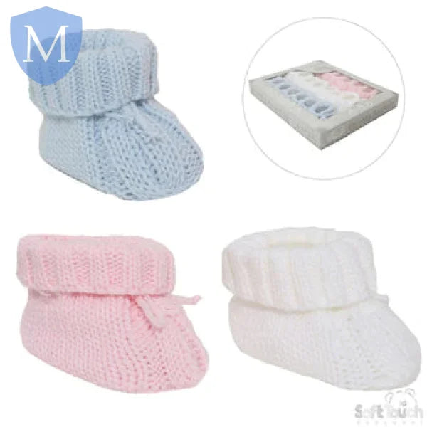 Acrylic Cable Knit Baby Bootees With Turnover & Bow (S415) (Baby Bootees) Mansuri
