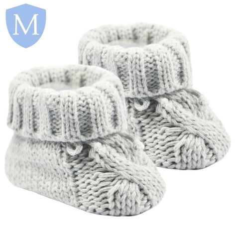 Acrylic Cable Knit Baby Bootees With Turnover & Bow (S415) (Baby Bootees) Mansuri