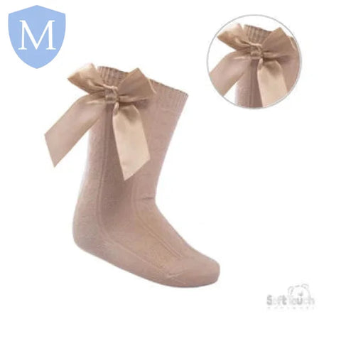 'Adorable' Knee Length Socks With Satin Bow (S141) (Baby Socks) Mansuri