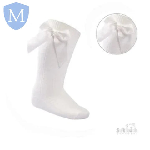 'Adorable' Knee Length Socks With Satin Bow (S141) (Baby Socks) Mansuri