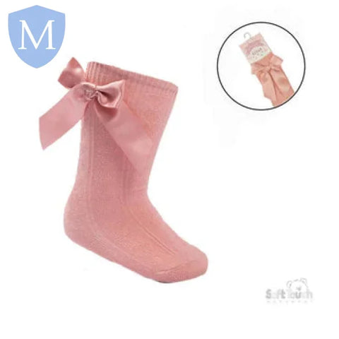 'Adorable' Knee Length Socks With Satin Bow (S141) (Baby Socks) Mansuri