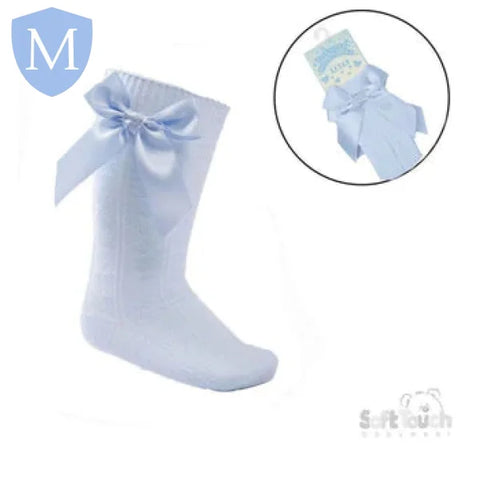 'Adorable' Knee Length Socks With Satin Bow (S141) (Baby Socks) Mansuri