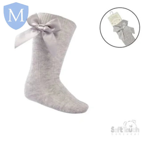 'Adorable' Knee Length Socks With Satin Bow (S141) (Baby Socks) Mansuri