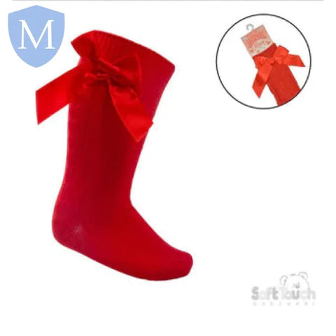 'Adorable' Knee Length Socks With Satin Bow (S141) (Baby Socks) Mansuri