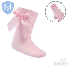 'Adorable' Knee Length Socks With Satin Bow (S141) (Baby Socks) Mansuri