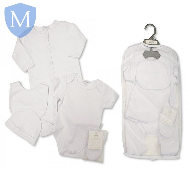 Baby 5 Pcs Gift Set in Mesh Bag - Plain White (GP251046) (Baby Unisex Gift Set) Mansuri