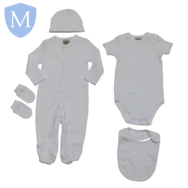 Baby 5pc Gift Set - Plain White (45JTC8787) (Baby Unisex Gift Set) Mansuri