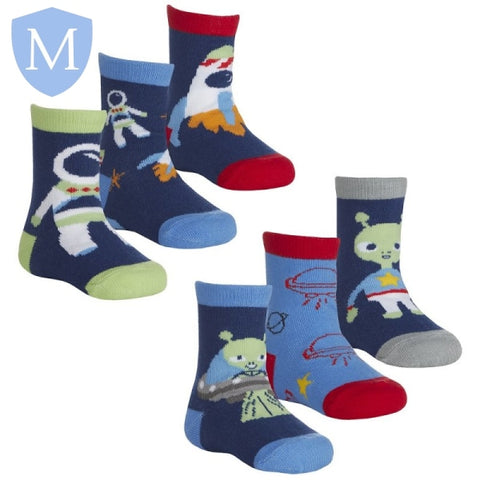 Baby Boys 3 Pack Cotton Rich Design Ankle Socks (44B955) (Baby Socks) Tick Tock