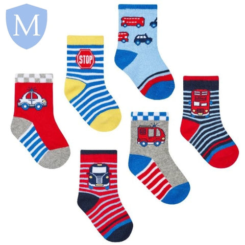 Baby Boys 3 Pack Cotton Rich Vehicles Design Ankle Socks (44B788) (Baby Socks) Mansuri