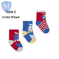 Baby Boys 3 Pack Design Socks - Monster (44B764) (Baby Socks) Mansuri