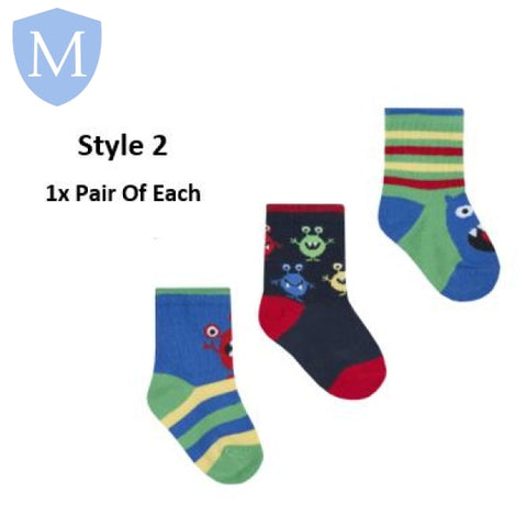 Baby Boys 3 Pack Design Socks - Monster (44B764) (Baby Socks) Mansuri