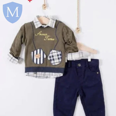 Baby Boys 3pc Shirt/Trouser Set - Mitts (12668) (Baby Boys Fashionwear) Mansuri