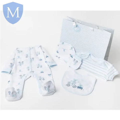 Baby Boys Bear 6 Piece Mesh Bag Gift Set (W23201) (Baby Boys Gift Set) Mansuri