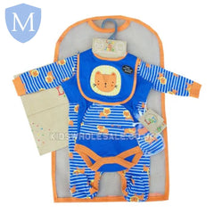 Baby Boys Lion Style 6 Piece Gift Set With Bag (R18724) (Baby Boys Gift Set) Mansuri