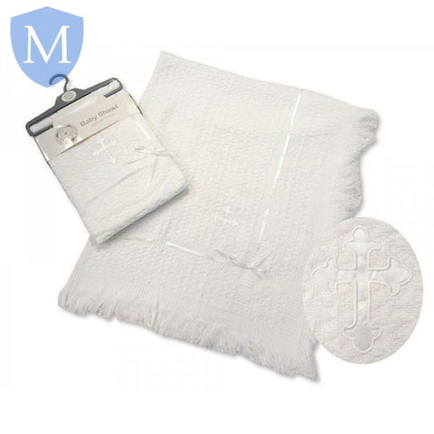 Baby Christening Lace Shawl with Embroidery (BW110063) (Baby Shawl) Mansuri