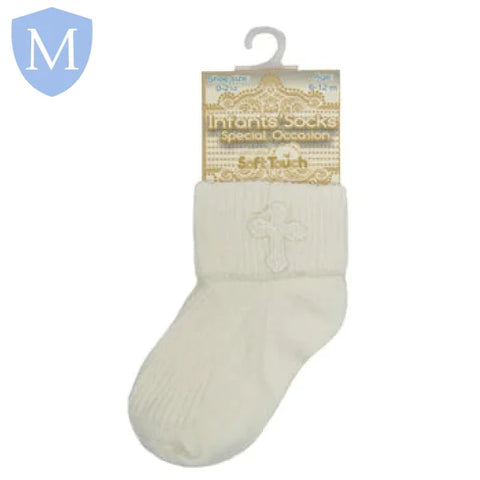 Baby Cross Embroidery Christening Socks (S12) (Baby Socks) Mansuri