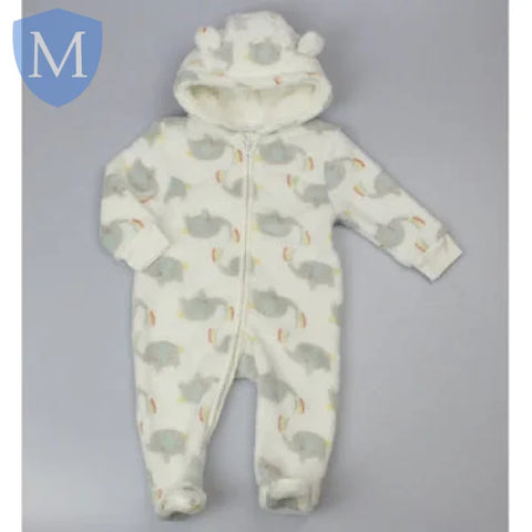 Baby Elephant Print Hooded Cuddle Fleece All In One (F22570) (Baby Sleepsuit) Mansuri