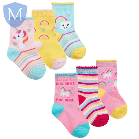 Baby Girls 3 Pack Cotton Rich Design Ankle Socks (44B919) (Baby Socks) Tick Tock