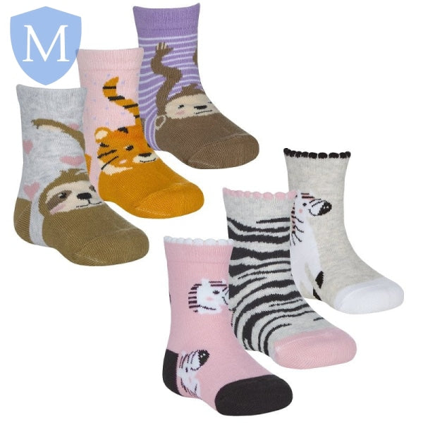 Baby Girls 3 Pack Cotton Rich Design Ankle Socks (44B957) (Baby Socks) Tick Tock