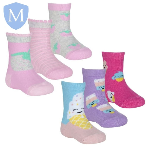 Baby Girls 3 Pack Cotton Rich Design Ankle Socks (44B959) (Baby Socks) Tick Tock