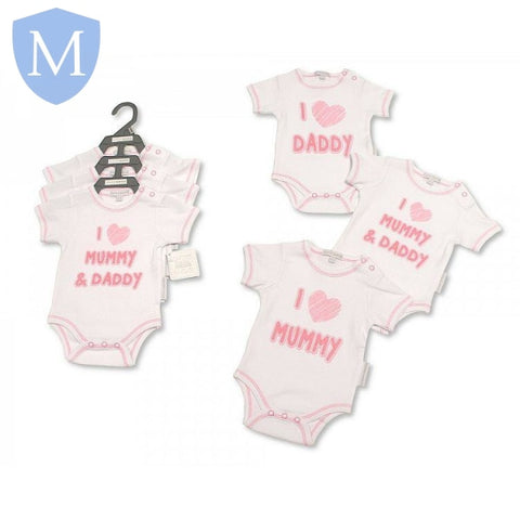 Baby Girls 3 Piece Bodysuit Gift Set - I Love Mummy/Daddy (GP250981) (Baby Bodysuit) Mansuri