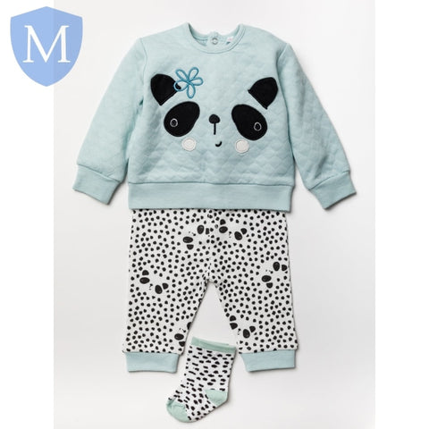 Baby Girls 3pc Quilted Top Set - Panda A24375) (Baby Girls Fashionwear) Mansuri