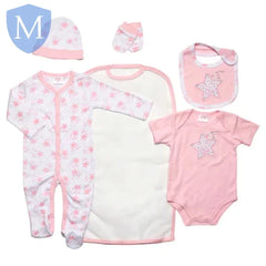 Baby Girls 5 Piece Mesh Bag Gift Set - Stars (45JTC8901) (Baby Girls Gift Set) Mansuri