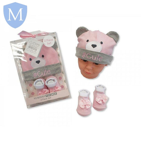 Baby Girls Hat and Socks Gift Set - Cute (GP250786) (Baby Hats) (Baby Bootees) Mansuri