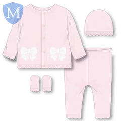 Baby Girls Knitted 4 Piece Outfit In A Gift Box (W21995) (Baby Girls Gift Set) Mansuri