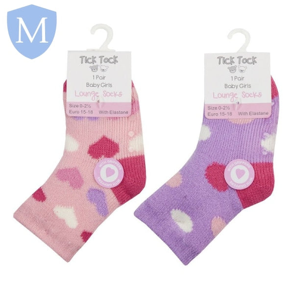 Baby Girls Lounge Socks - Size 3-5.5 (44B904) (Baby Socks) Tick Tock