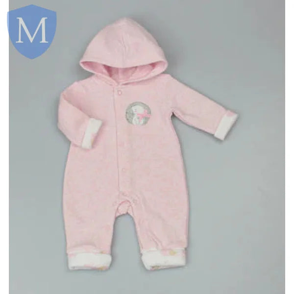 Baby Girls1 Piece Pink Marl Fleece Pram-set All Over Print Trims Forest Friends (WF1720) (Baby Girls Fashion) Mansuri